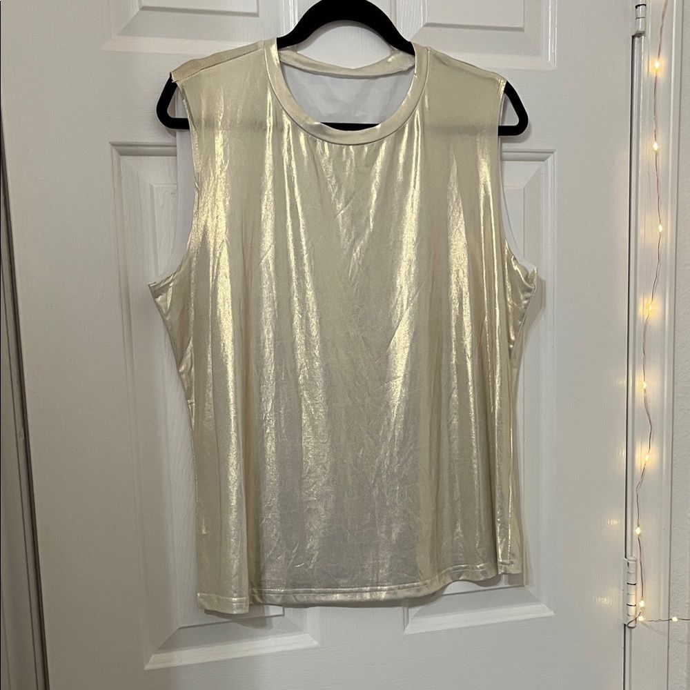 Baggy Iridescent Light Gold Muscle Tee